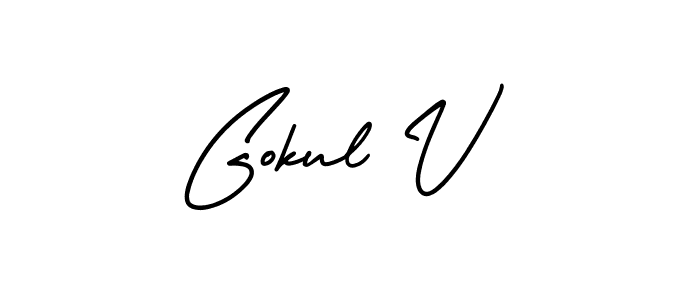 if you are searching for the best signature style for your name Gokul V. so please give up your signature search. here we have designed multiple signature styles  using AmerikaSignatureDemo-Regular. Gokul V signature style 3 images and pictures png