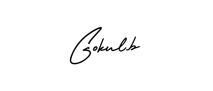 It looks lik you need a new signature style for name Gokul.b. Design unique handwritten (AmerikaSignatureDemo-Regular) signature with our free signature maker in just a few clicks. Gokul.b signature style 3 images and pictures png