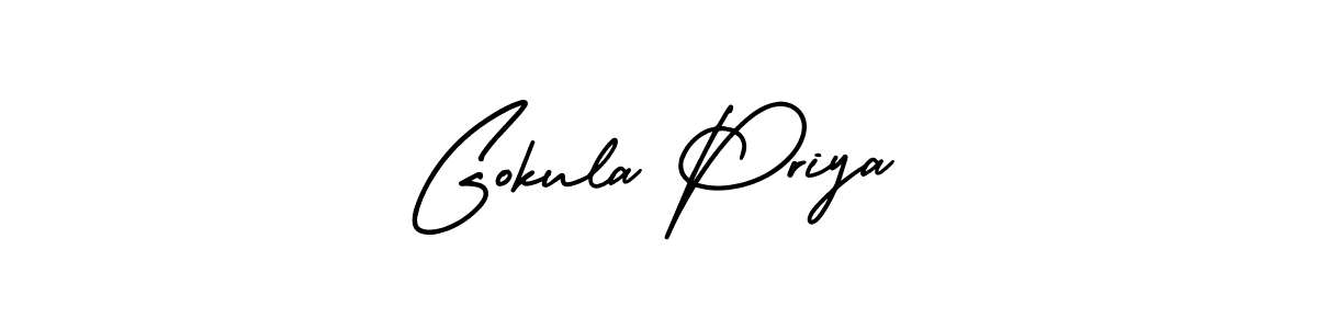 This is the best signature style for the Gokula Priya name. Also you like these signature font (AmerikaSignatureDemo-Regular). Mix name signature. Gokula Priya signature style 3 images and pictures png