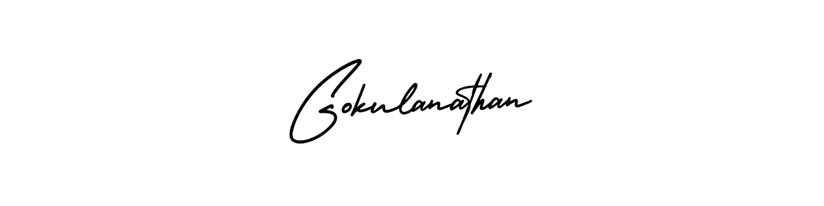 You should practise on your own different ways (AmerikaSignatureDemo-Regular) to write your name (Gokulanathan) in signature. don't let someone else do it for you. Gokulanathan signature style 3 images and pictures png