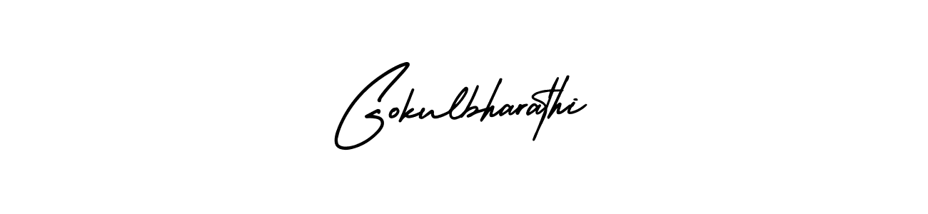 You should practise on your own different ways (AmerikaSignatureDemo-Regular) to write your name (Gokulbharathi) in signature. don't let someone else do it for you. Gokulbharathi signature style 3 images and pictures png