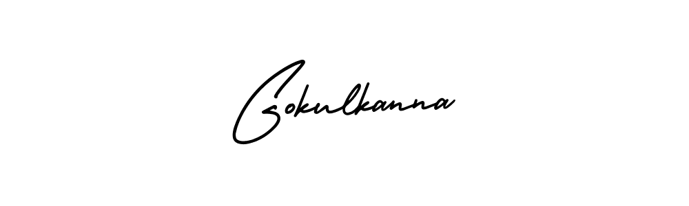 How to make Gokulkanna name signature. Use AmerikaSignatureDemo-Regular style for creating short signs online. This is the latest handwritten sign. Gokulkanna signature style 3 images and pictures png
