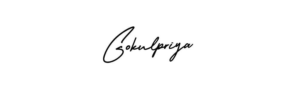 Gokulpriya stylish signature style. Best Handwritten Sign (AmerikaSignatureDemo-Regular) for my name. Handwritten Signature Collection Ideas for my name Gokulpriya. Gokulpriya signature style 3 images and pictures png
