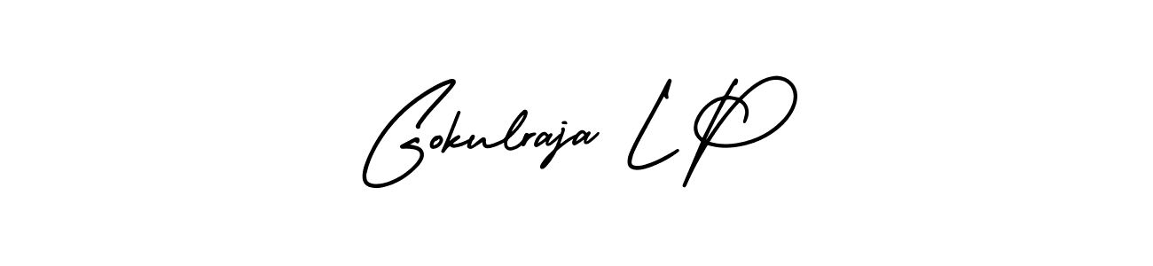 AmerikaSignatureDemo-Regular is a professional signature style that is perfect for those who want to add a touch of class to their signature. It is also a great choice for those who want to make their signature more unique. Get Gokulraja L P name to fancy signature for free. Gokulraja L P signature style 3 images and pictures png
