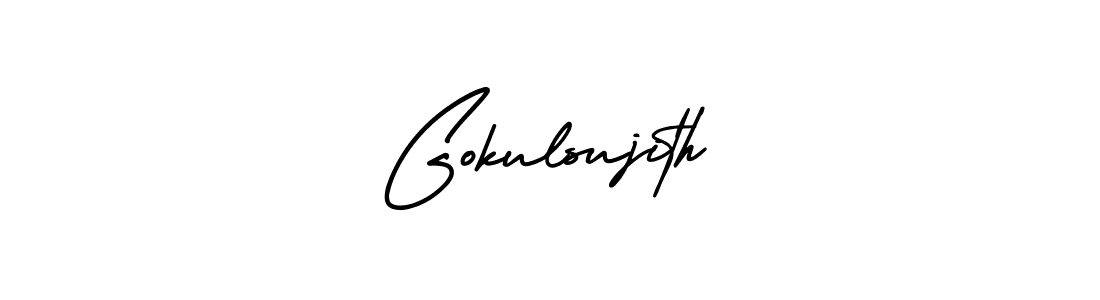 The best way (AmerikaSignatureDemo-Regular) to make a short signature is to pick only two or three words in your name. The name Gokulsujith include a total of six letters. For converting this name. Gokulsujith signature style 3 images and pictures png