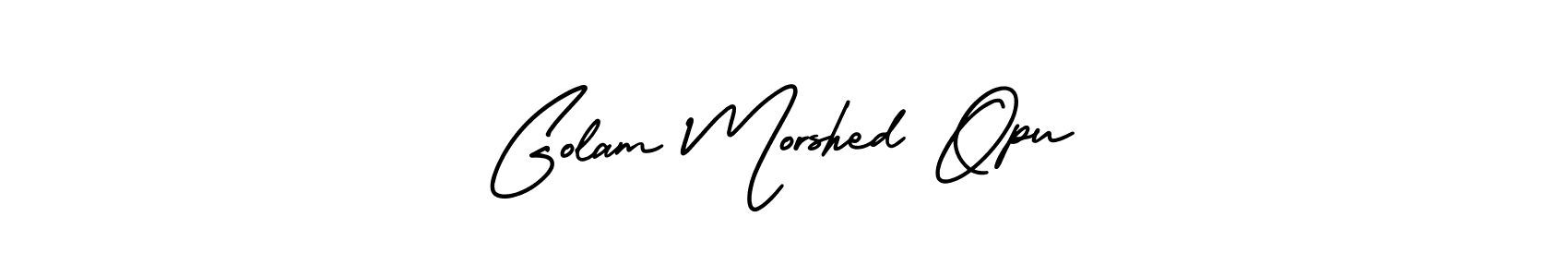 This is the best signature style for the Golam Morshed Opu name. Also you like these signature font (AmerikaSignatureDemo-Regular). Mix name signature. Golam Morshed Opu signature style 3 images and pictures png