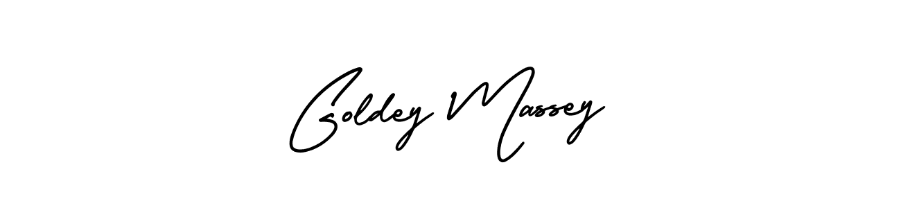 You should practise on your own different ways (AmerikaSignatureDemo-Regular) to write your name (Goldey Massey) in signature. don't let someone else do it for you. Goldey Massey signature style 3 images and pictures png