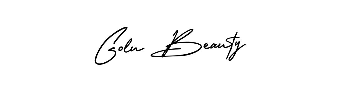 The best way (AmerikaSignatureDemo-Regular) to make a short signature is to pick only two or three words in your name. The name Golu Beauty include a total of six letters. For converting this name. Golu Beauty signature style 3 images and pictures png