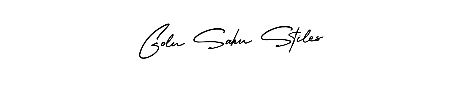 How to Draw Golu Sahu Stiles signature style? AmerikaSignatureDemo-Regular is a latest design signature styles for name Golu Sahu Stiles. Golu Sahu Stiles signature style 3 images and pictures png