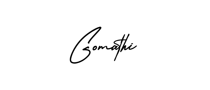 Gomathi stylish signature style. Best Handwritten Sign (AmerikaSignatureDemo-Regular) for my name. Handwritten Signature Collection Ideas for my name Gomathi. Gomathi signature style 3 images and pictures png