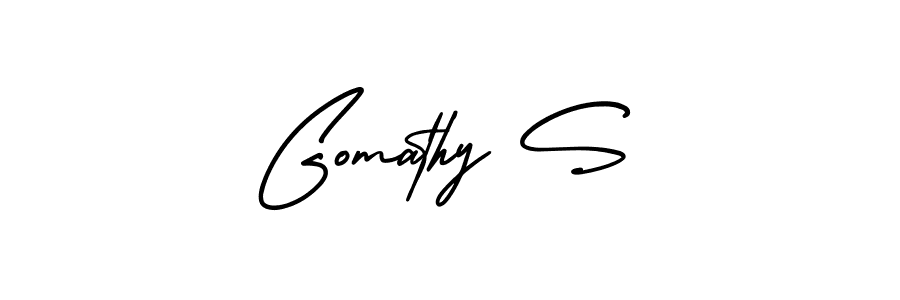 Gomathy S stylish signature style. Best Handwritten Sign (AmerikaSignatureDemo-Regular) for my name. Handwritten Signature Collection Ideas for my name Gomathy S. Gomathy S signature style 3 images and pictures png