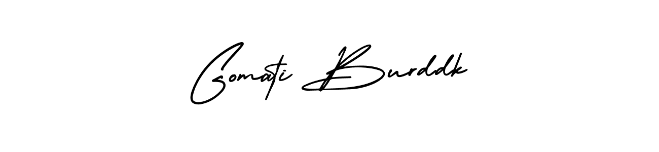 Make a short Gomati Burddk signature style. Manage your documents anywhere anytime using AmerikaSignatureDemo-Regular. Create and add eSignatures, submit forms, share and send files easily. Gomati Burddk signature style 3 images and pictures png