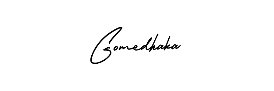 Gomedhaka stylish signature style. Best Handwritten Sign (AmerikaSignatureDemo-Regular) for my name. Handwritten Signature Collection Ideas for my name Gomedhaka. Gomedhaka signature style 3 images and pictures png