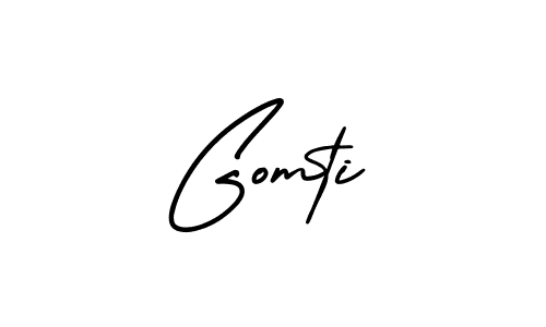 The best way (AmerikaSignatureDemo-Regular) to make a short signature is to pick only two or three words in your name. The name Gomti include a total of six letters. For converting this name. Gomti signature style 3 images and pictures png