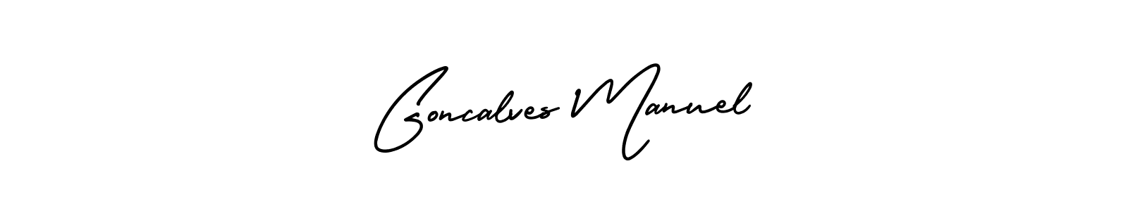 You should practise on your own different ways (AmerikaSignatureDemo-Regular) to write your name (Goncalves Manuel) in signature. don't let someone else do it for you. Goncalves Manuel signature style 3 images and pictures png
