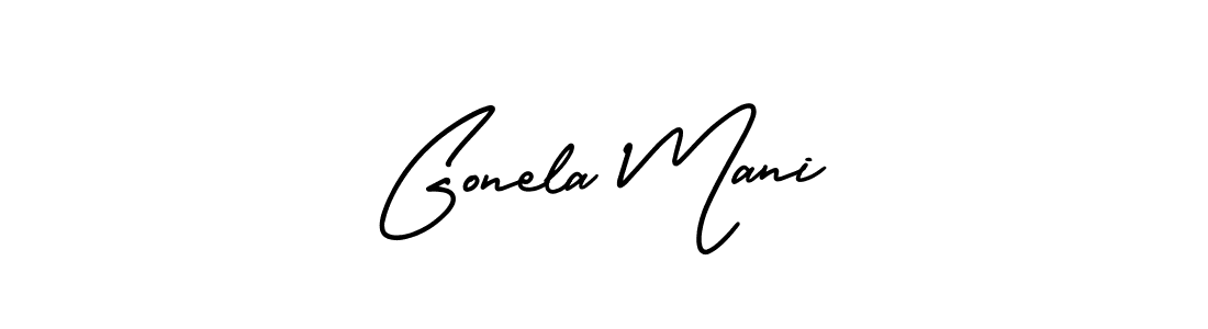 Gonela Mani stylish signature style. Best Handwritten Sign (AmerikaSignatureDemo-Regular) for my name. Handwritten Signature Collection Ideas for my name Gonela Mani. Gonela Mani signature style 3 images and pictures png