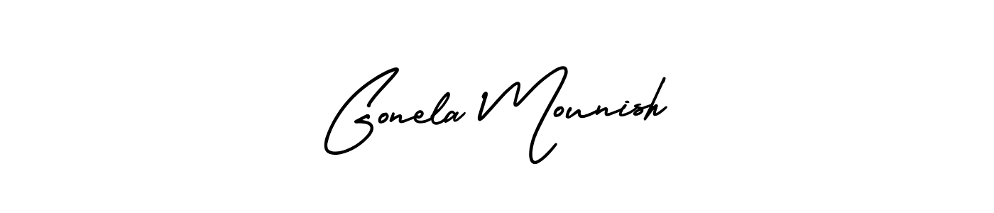 See photos of Gonela Mounish official signature by Spectra . Check more albums & portfolios. Read reviews & check more about AmerikaSignatureDemo-Regular font. Gonela Mounish signature style 3 images and pictures png