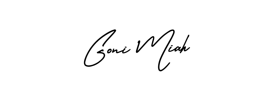 How to Draw Goni Miah signature style? AmerikaSignatureDemo-Regular is a latest design signature styles for name Goni Miah. Goni Miah signature style 3 images and pictures png