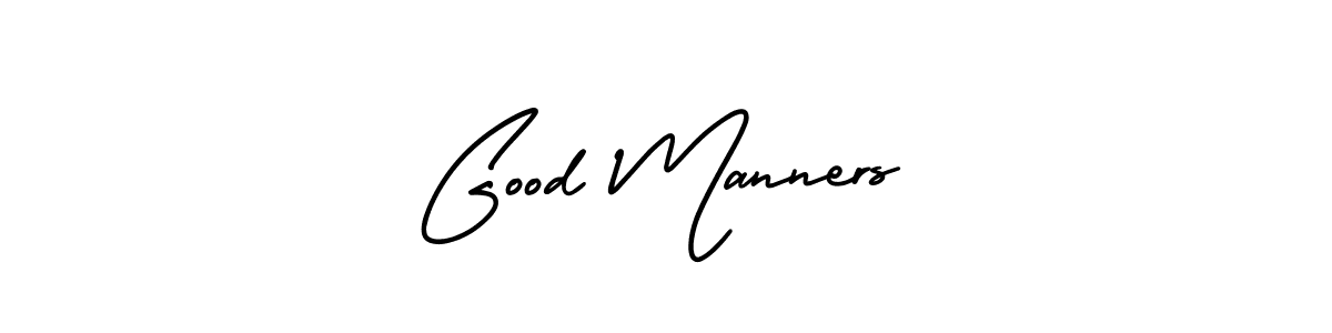 Good Manners stylish signature style. Best Handwritten Sign (AmerikaSignatureDemo-Regular) for my name. Handwritten Signature Collection Ideas for my name Good Manners. Good Manners signature style 3 images and pictures png