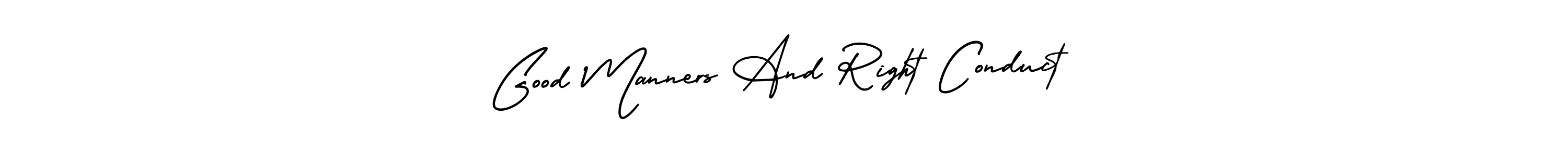 Create a beautiful signature design for name Good Manners And Right Conduct. With this signature (AmerikaSignatureDemo-Regular) fonts, you can make a handwritten signature for free. Good Manners And Right Conduct signature style 3 images and pictures png