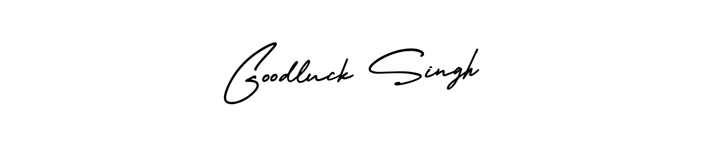You should practise on your own different ways (AmerikaSignatureDemo-Regular) to write your name (Goodluck Singh) in signature. don't let someone else do it for you. Goodluck Singh signature style 3 images and pictures png