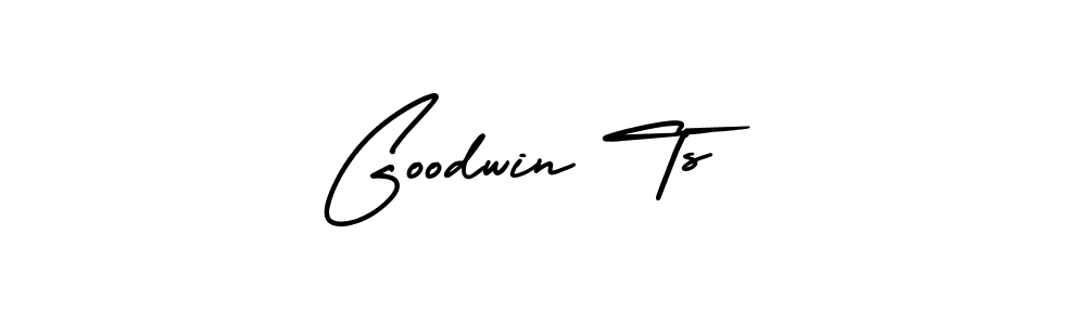 You should practise on your own different ways (AmerikaSignatureDemo-Regular) to write your name (Goodwin Ts) in signature. don't let someone else do it for you. Goodwin Ts signature style 3 images and pictures png