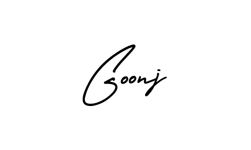 The best way (AmerikaSignatureDemo-Regular) to make a short signature is to pick only two or three words in your name. The name Goonj include a total of six letters. For converting this name. Goonj signature style 3 images and pictures png