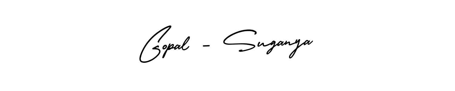 How to make Gopal - Suganya name signature. Use AmerikaSignatureDemo-Regular style for creating short signs online. This is the latest handwritten sign. Gopal - Suganya signature style 3 images and pictures png