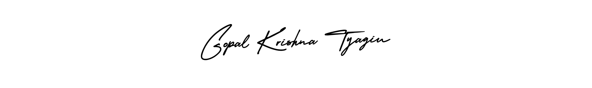The best way (AmerikaSignatureDemo-Regular) to make a short signature is to pick only two or three words in your name. The name Gopal Krishna Tyagiu include a total of six letters. For converting this name. Gopal Krishna Tyagiu signature style 3 images and pictures png
