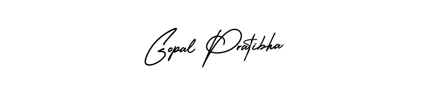 The best way (AmerikaSignatureDemo-Regular) to make a short signature is to pick only two or three words in your name. The name Gopal Pratibha include a total of six letters. For converting this name. Gopal Pratibha signature style 3 images and pictures png