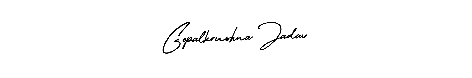 This is the best signature style for the Gopalkrushna Jadav name. Also you like these signature font (AmerikaSignatureDemo-Regular). Mix name signature. Gopalkrushna Jadav signature style 3 images and pictures png