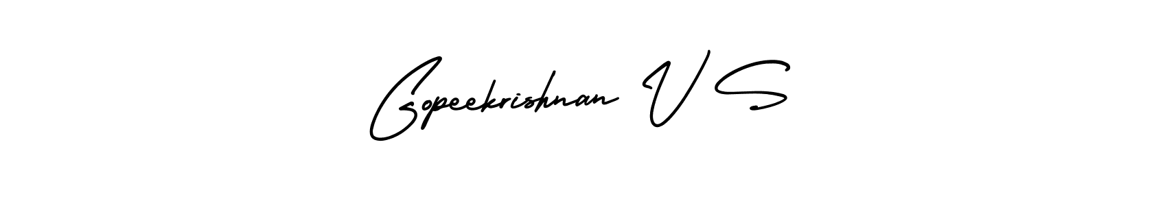 Make a short Gopeekrishnan V S signature style. Manage your documents anywhere anytime using AmerikaSignatureDemo-Regular. Create and add eSignatures, submit forms, share and send files easily. Gopeekrishnan V S signature style 3 images and pictures png