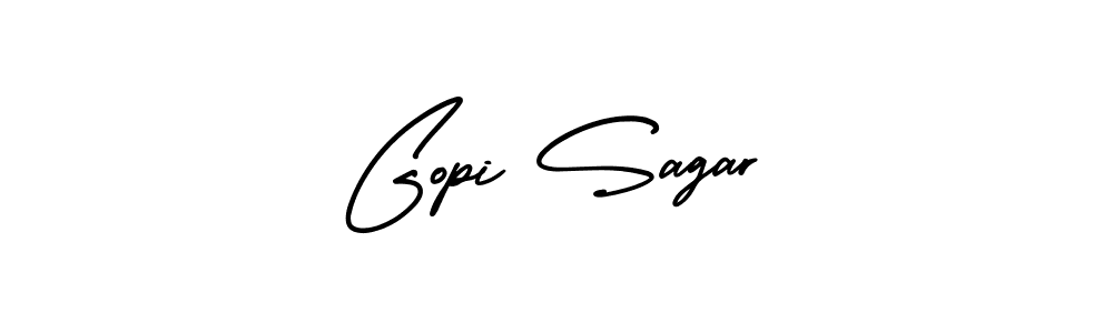 You should practise on your own different ways (AmerikaSignatureDemo-Regular) to write your name (Gopi Sagar) in signature. don't let someone else do it for you. Gopi Sagar signature style 3 images and pictures png