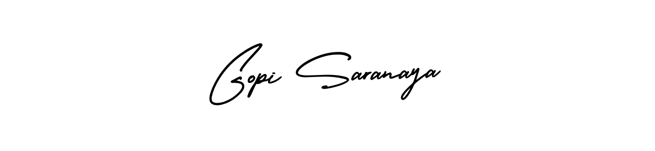 You should practise on your own different ways (AmerikaSignatureDemo-Regular) to write your name (Gopi Saranaya) in signature. don't let someone else do it for you. Gopi Saranaya signature style 3 images and pictures png