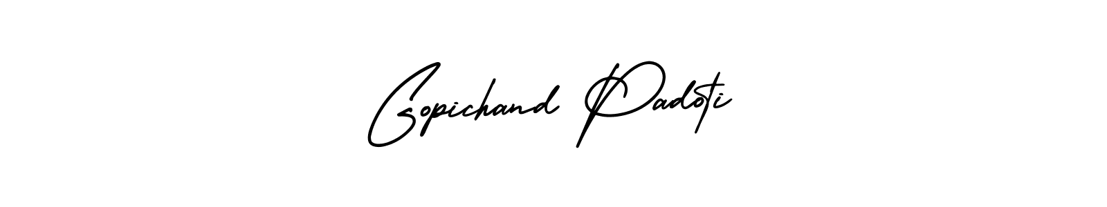 The best way (AmerikaSignatureDemo-Regular) to make a short signature is to pick only two or three words in your name. The name Gopichand Padoti include a total of six letters. For converting this name. Gopichand Padoti signature style 3 images and pictures png