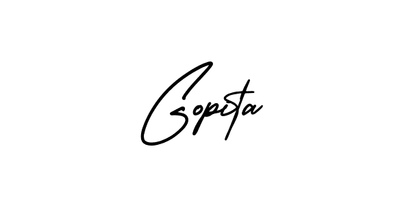 How to make Gopita signature? AmerikaSignatureDemo-Regular is a professional autograph style. Create handwritten signature for Gopita name. Gopita signature style 3 images and pictures png