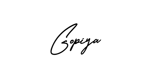 You should practise on your own different ways (AmerikaSignatureDemo-Regular) to write your name (Gopiya) in signature. don't let someone else do it for you. Gopiya signature style 3 images and pictures png