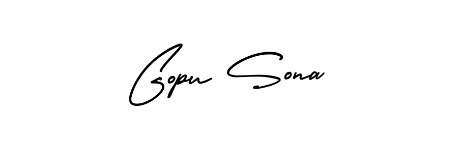 How to make Gopu Sona signature? AmerikaSignatureDemo-Regular is a professional autograph style. Create handwritten signature for Gopu Sona name. Gopu Sona signature style 3 images and pictures png