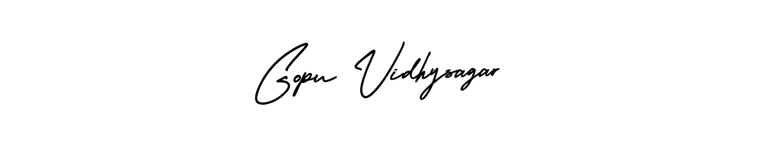 It looks lik you need a new signature style for name Gopu Vidhysagar. Design unique handwritten (AmerikaSignatureDemo-Regular) signature with our free signature maker in just a few clicks. Gopu Vidhysagar signature style 3 images and pictures png