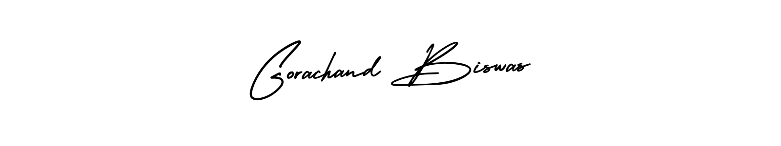 You should practise on your own different ways (AmerikaSignatureDemo-Regular) to write your name (Gorachand Biswas) in signature. don't let someone else do it for you. Gorachand Biswas signature style 3 images and pictures png