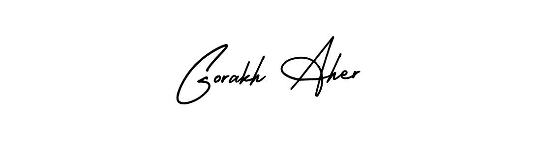 AmerikaSignatureDemo-Regular is a professional signature style that is perfect for those who want to add a touch of class to their signature. It is also a great choice for those who want to make their signature more unique. Get Gorakh Aher name to fancy signature for free. Gorakh Aher signature style 3 images and pictures png