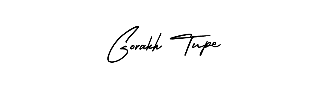 The best way (AmerikaSignatureDemo-Regular) to make a short signature is to pick only two or three words in your name. The name Gorakh Tupe include a total of six letters. For converting this name. Gorakh Tupe signature style 3 images and pictures png