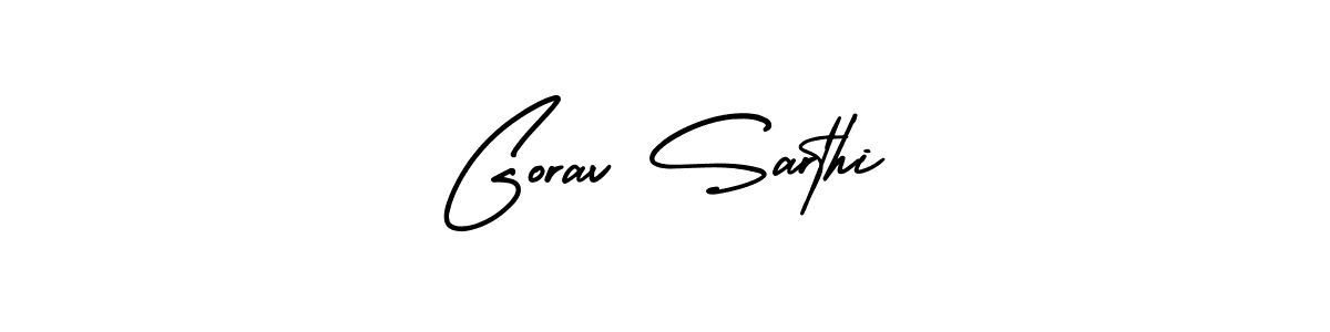 You should practise on your own different ways (AmerikaSignatureDemo-Regular) to write your name (Gorav Sarthi) in signature. don't let someone else do it for you. Gorav Sarthi signature style 3 images and pictures png