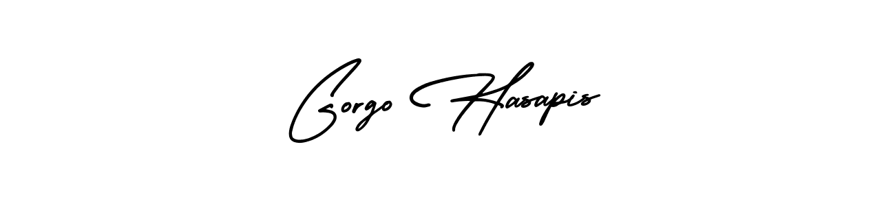 It looks lik you need a new signature style for name Gorgo Hasapis. Design unique handwritten (AmerikaSignatureDemo-Regular) signature with our free signature maker in just a few clicks. Gorgo Hasapis signature style 3 images and pictures png