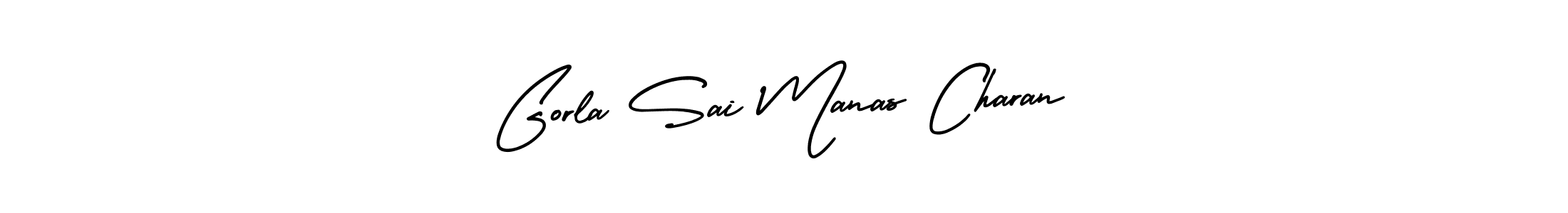 if you are searching for the best signature style for your name Gorla Sai Manas Charan. so please give up your signature search. here we have designed multiple signature styles  using AmerikaSignatureDemo-Regular. Gorla Sai Manas Charan signature style 3 images and pictures png