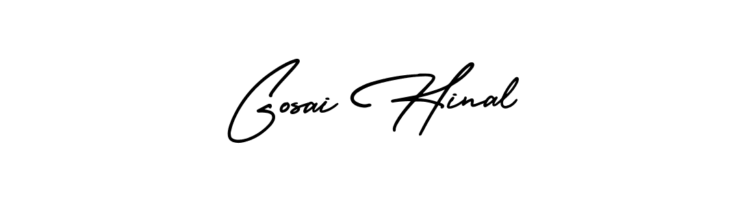 Make a short Gosai Hinal signature style. Manage your documents anywhere anytime using AmerikaSignatureDemo-Regular. Create and add eSignatures, submit forms, share and send files easily. Gosai Hinal signature style 3 images and pictures png