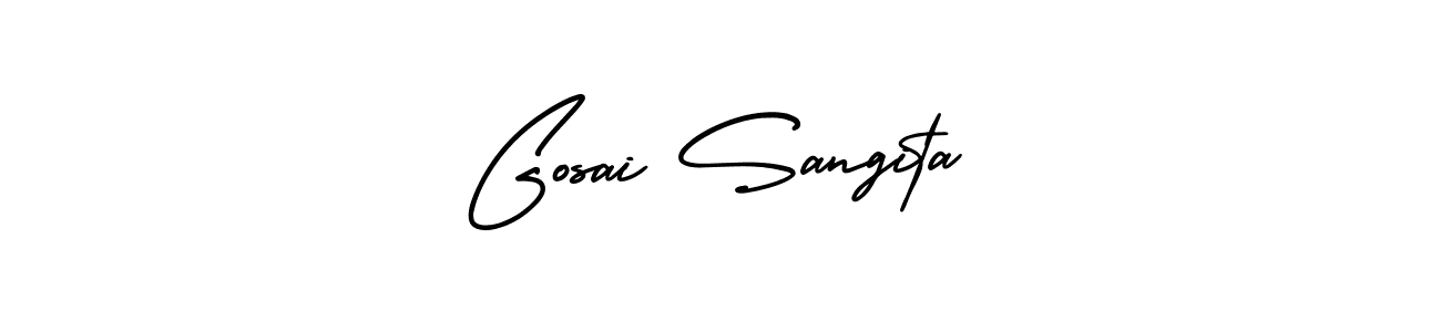 AmerikaSignatureDemo-Regular is a professional signature style that is perfect for those who want to add a touch of class to their signature. It is also a great choice for those who want to make their signature more unique. Get Gosai Sangita name to fancy signature for free. Gosai Sangita signature style 3 images and pictures png