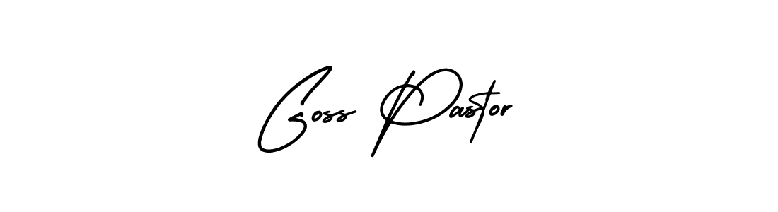 The best way (AmerikaSignatureDemo-Regular) to make a short signature is to pick only two or three words in your name. The name Goss Pastor include a total of six letters. For converting this name. Goss Pastor signature style 3 images and pictures png