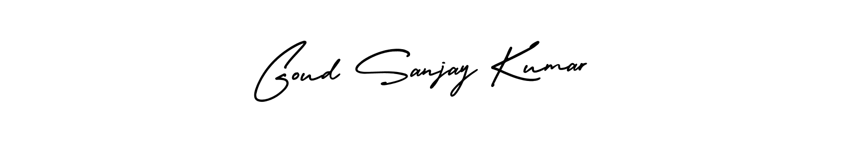 You should practise on your own different ways (AmerikaSignatureDemo-Regular) to write your name (Goud Sanjay Kumar) in signature. don't let someone else do it for you. Goud Sanjay Kumar signature style 3 images and pictures png