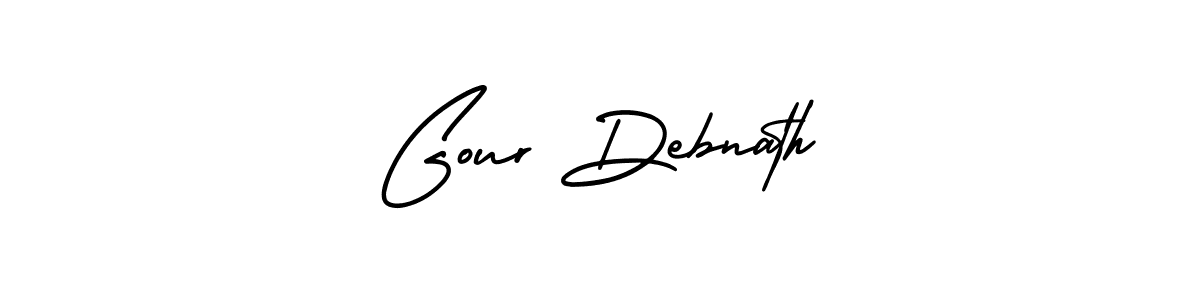 The best way (AmerikaSignatureDemo-Regular) to make a short signature is to pick only two or three words in your name. The name Gour Debnath include a total of six letters. For converting this name. Gour Debnath signature style 3 images and pictures png